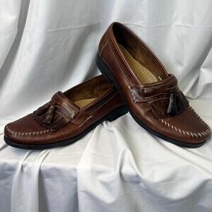 GH Bass Weejuns Michael Brown Leather Loafers Slip On Shoes Kiltie Tassel Sz 9.5